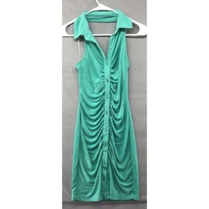 New Rue21 Blueish Green Halter Button Up Dress Young Adult Size XS Women Casual - Picture 1 of 13