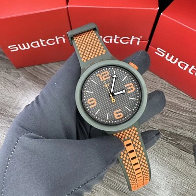 NEW✅ Swatch BIG BOLD BBBEAUTY Green And Orange 47mm Watch SO27M101 - Image 1 of 4