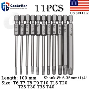 11Pcs Torx Bit Set 100mm Quick Change Impact Driver Drill Security Tamper Proof - Picture 1 of 15