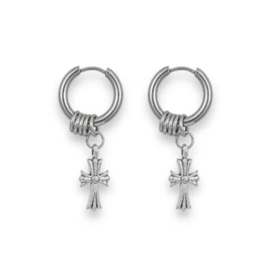 Cross dangle drop earrings for men women streetwear unisex hip hop style - Изображение 1 из 4