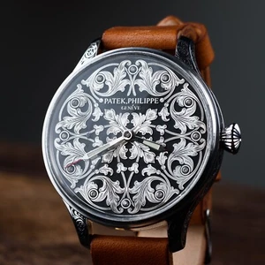 Vintage Patek Phillipe Geneve Watch Mens Swiss Sapphire Glass Diamond Wristwatch - Picture 1 of 7
