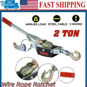 2Ton Manual Hand Winch Puller Power Hoist Tool 2 Hooks 4x4 UTE Car Truck Trailer - Picture 1 of 12