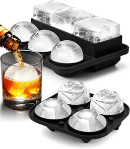 Ice Cube Tray with Lid, Silicone Ice Molds with Round, Square, Diamond, Rose, La - Picture 1 of 12