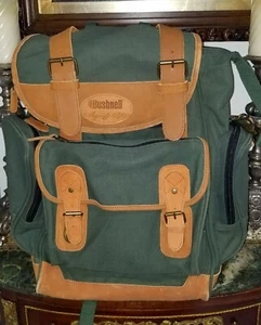 Bushnell  Green Canvas Leather Field Backpack - Picture 1 of 9