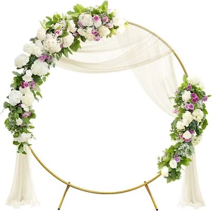 2M Round Hoop Balloon Arch Backdrop Flower Gold Display Stand Frame Wedding - Picture 1 of 12