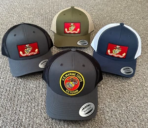 US Marines Hat USMC Flag SnapBack or FlexFit Mesh Cap Handcrafted in Florida - Picture 1 of 11