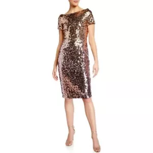 MARINA Ombre Sequin Dress Rose Gold Champaign 14 - Picture 1 of 8
