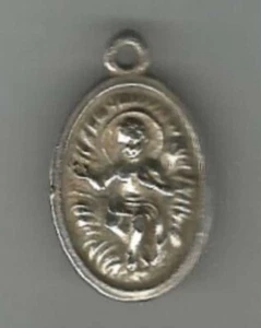 Medalla de cristianismo religioso de Italia bebé Jesucristo y ángel de la guarda - Imagen 1 de 2
