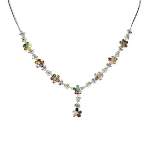 925 Sterling Silver Necklace Oval Tourmaline Amethyst Emerald Peridot Jewelry 19 - Picture 1 of 13