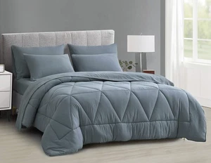 Jasper Full Bed in a Bag 7-Pieces Triangle Geometric Quilted Soft Washed Doub... - Picture 1 of 9