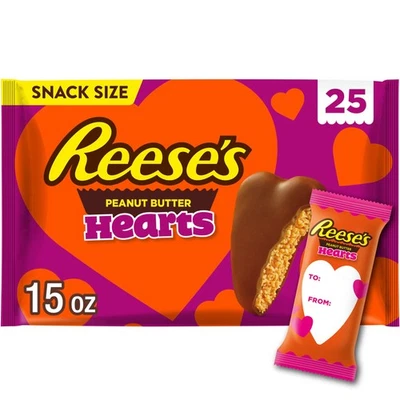 Corazones de mantequilla de maní tamaño bocadillo chocolate con leche REESE'S, bolsa de dulces de San Valentín, Foto 1 de 4