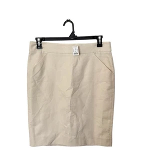 J. Crew Beige The Pencil Skirt Classic 2 Front Pockets Cotton NWT Size 10 - Picture 1 of 9