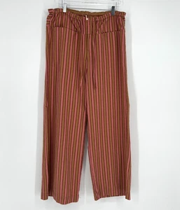Free People Pants Womens XL Wide Leg Striped Brown Pink Hudson Canyon Maximalist - Picture 1 of 6