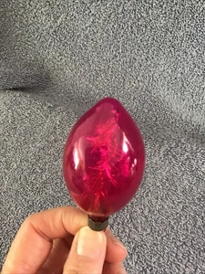 Vtg Glass Tear Drop Ornament RED GLASS BULB Silver Garland Inside MADE IN USA - Picture 1 of 5