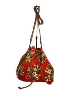 KENZO Shoulder Bag Leather RED Floral - Picture 1 of 9