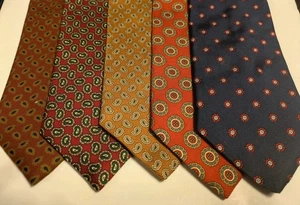 Lot of 4 Brooks Brothers Makers & 1 Burberrys Men's 100% Silk Geometric Ties - Picture 1 of 15