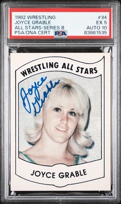 JOYCE GRABLE 1982 LUCHA LIBRE ALL STARS SERIE B #34 PSA 5 AUTOMÁTICO 10 POP 1 WWE RC Foto 1 de 3