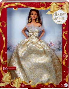 NUOVO Barbie Bambola Barbie Firma 2025 Vacanze, Vestito Oro, 32 cm, 12in 6+ Età - Foto 1 di 6