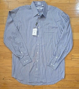 Luciano Barbera NWT Dress Shirt Mens Size 41 XL  In Medium Blue Stripes Cotton - Picture 1 of 12