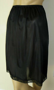 Black Half Slip 23" Inches Length Lace Trim Size 12 Short Underskirt CUT LABEL