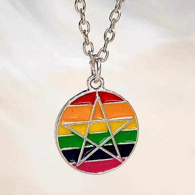 Pentagramm Geschenk Heidnisch Stolz Anhänger Regenbogen Lgbtq Emaillierte 45.7cm - Bild 1 von 4