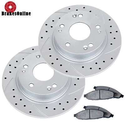 Kit de rotores y pastillas de freno trasero para frenos ranurados perforados Acura TSX Honda Accord Foto 1 de 4