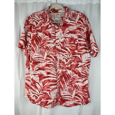 Camisa para hombre American Eagle roja hawaiana con botones manga corta extra grande Foto 1 de 4