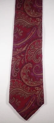 JOSEPH ABBOUD ROJO ROSA PÚRPURA PAISLEY TEJIDO 100% SEDA ITALIANA CORBATA 62" Foto 1 de 4