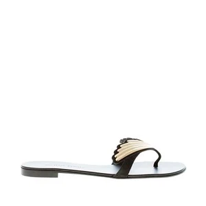 GIUSEPPE ZANOTTI women shoes Black suede 2.0 Cruel flat thong sandal E000166 - Picture 1 of 7