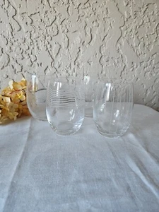 (4) Mikasa Etched Crystal Stemless Wine Glasses Tumblers Barware Entertaining - Picture 1 of 7