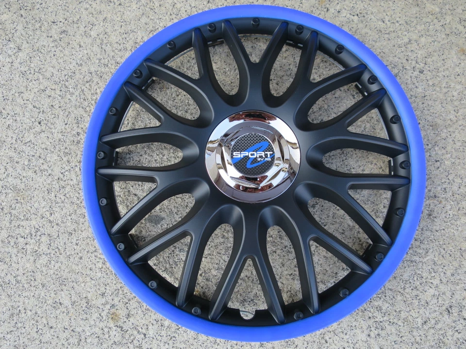 4 Alu-Design Radkappen 14 Zoll "Orden black blauer Rand" Fiat 500 letzte Satz! - Bild 1 von 1