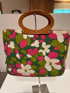 Kate Spade Colorful Canvas Leather Clutch Tote Italy Excel Cond Vintage - Picture 1 of 1