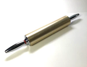 MCM ALUMINUM ROLLING PIN - GOLD COLOR - POLISHED HANDLES - 22oz 18" L - Picture 1 of 5
