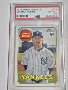 2018 Topps Heritage Glyber Torres #603 PSA10 Gem MT - Picture 1 of 2