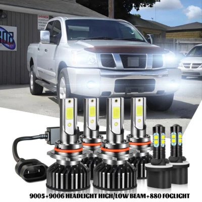 Faróis de LED 880 lâmpadas de neblina para Nissan Titan 2004-2015 6x combo 9005 9006 - Imagem 1 de 4