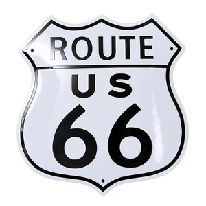 US ROUTE 66 vintage enamel HIGHWAY STREET ROAD SIGN 20x21" - Picture 1 of 2