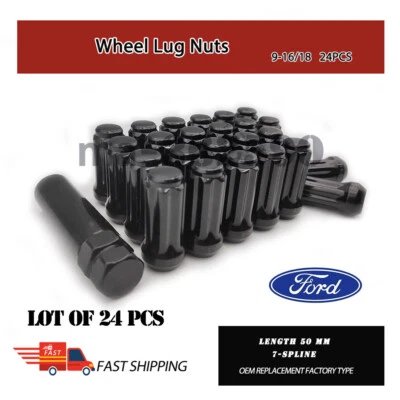 9/16-18 24PC + ключ черный шлица зажимные гайки для Ford E150/E250/E350 F250/F350 - Изображение 1 из 4