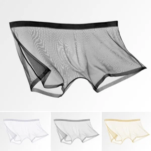 Mens Ice Silk Sheer Seamless Boxer Briefs Underpants Panties Shorts Underwear - Picture 1 of 19