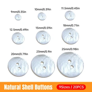20pcs White Round Button 9-25mm 2 Hole Buttons Clothing Scrapbook Sewing Decor - Picture 1 of 26