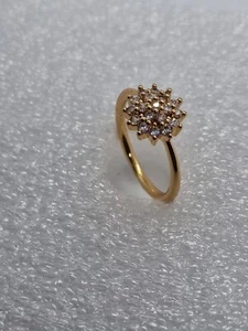 Anillo Flor Acabado Dorado con Circón Exquisito Anillo De Dedo Joyería Estilo Lujo - Imagen 1 de 4