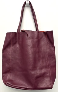 Bolso de Mano Una Allá Volta Borgoña Italiano Cuero Guijarro Bolso de Hombro - Imagen 1 de 6