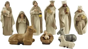 Nativity Christmas Set Manger Scene - 10Pcs Hand-Painted Figurines - Indoor Home - Picture 1 of 7