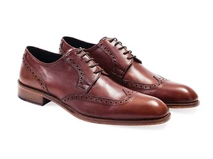 Mens Oxford Shoes. With Brogue Detailing. 100% Leather. Made In Italy - Picture 1 of 10