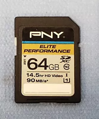 PNY P-SDX64U1H-GE 64GB High Speed SDXC Class 10 UHS-I, U1 90MB/sec Flash Card - Image 1 of 3
