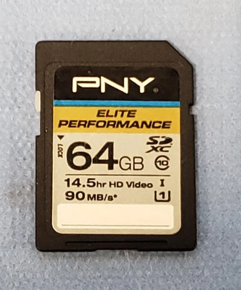 PNY P-SDX64U1H-GE 64GB High Speed SDXC Class 10 UHS-I, U1 90MB/sec Flash Card - Image 1 of 3