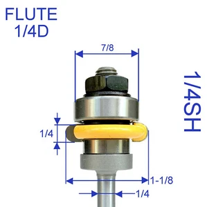 1pc 1/4" shank 1/4" Diameter w/Top Bearing Flute Router Bit  - Picture 1 of 12