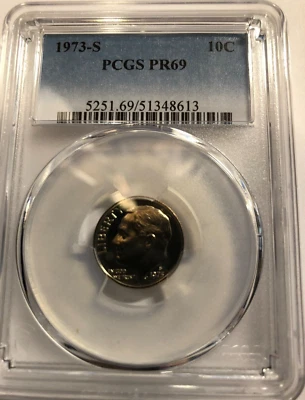 1973-S Roosevelt Dime 10C PR69 PCGS Blue Label - Image 1 of 2