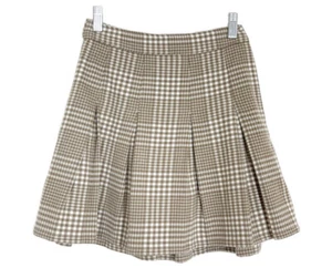 NWT Hollister Ultra High Rise Plaid Mini Skirt Pleated Brown Sz XS - Picture 1 of 13