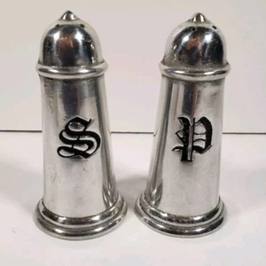 Juego de coctelera de sal y pimienta de peltre Wilton Armetale estampado RWP 4" de alto vintage - Imagen 1 de 8