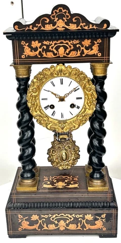 French Empire Portico Mantel Clock With Barley Twist Columns Striking 8-Day 1860 Cover